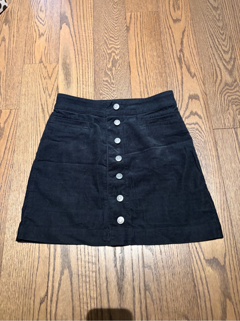Wilfred Black Button-Front Corduroy Mini Skirt